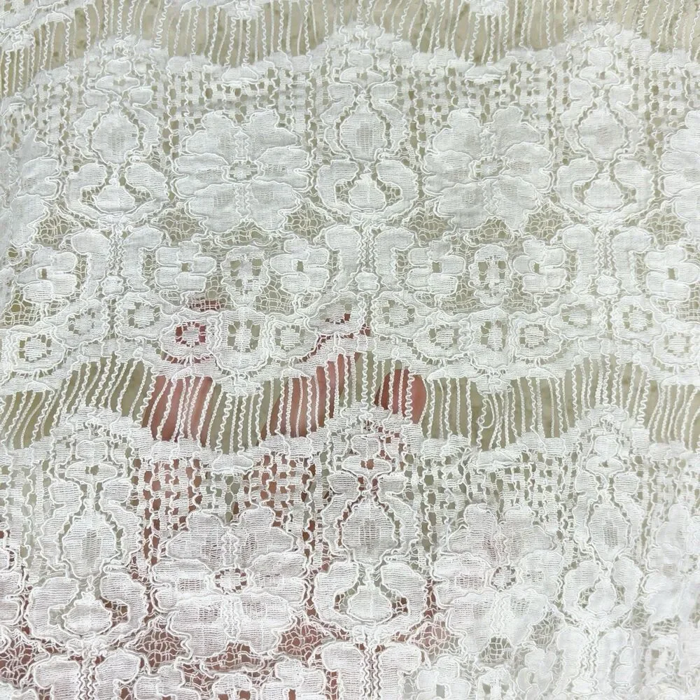Free People Blouse Top Ivory Romantic Cropped Lace Fairycore Cottagecore, Medium